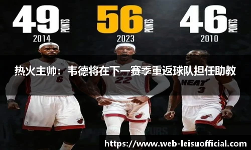 热火主帅：韦德将在下一赛季重返球队担任助教